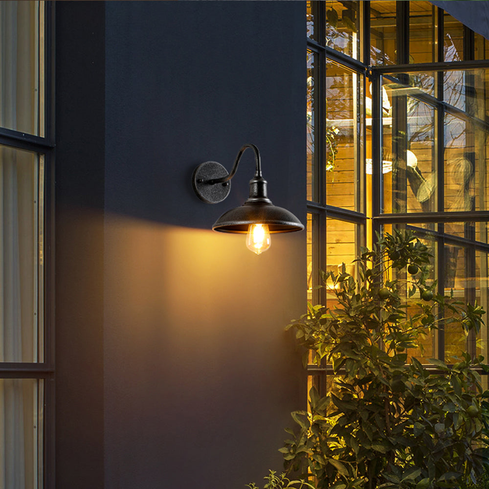 Antique Brass Outdoor Wall Lamp - Rustic Bowl-Shaped Exterior Wall Light for Patios and Gardens, IP65 Weatherproof 4