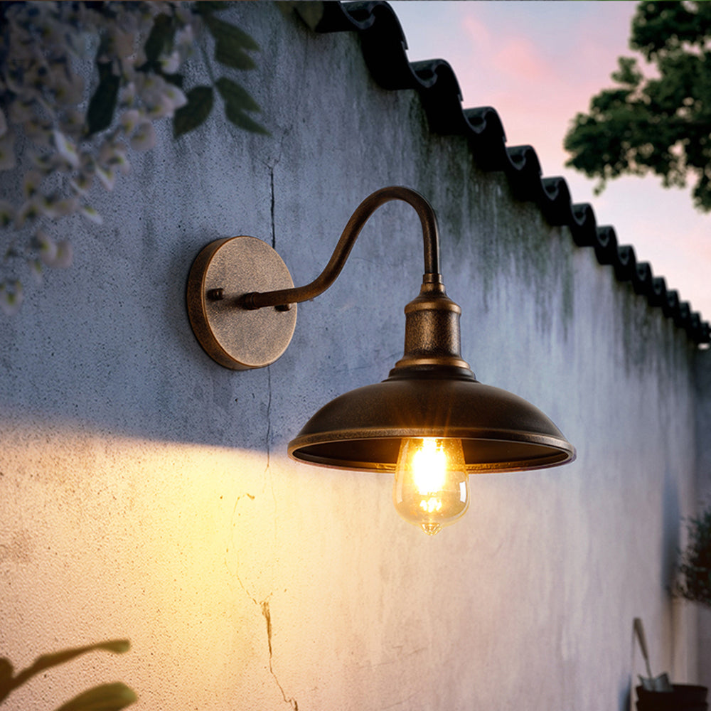 Antique Brass Outdoor Wall Lamp - Rustic Bowl-Shaped Exterior Wall Light for Patios and Gardens, IP65 Weatherproof 5