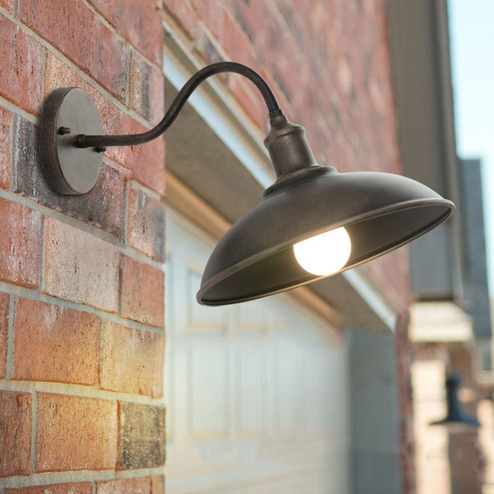 Antique Brass Outdoor Wall Lamp - Rustic Bowl-Shaped Exterior Wall Light for Patios and Gardens, IP65 Weatherproof 7