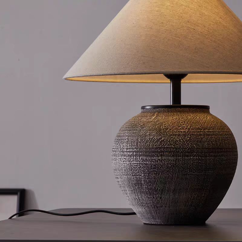Ceramic Table Lamp with Sculptural Base and Fabric Shade – Modern Bedside or Desk Lamp for Elegant Home Décor 2