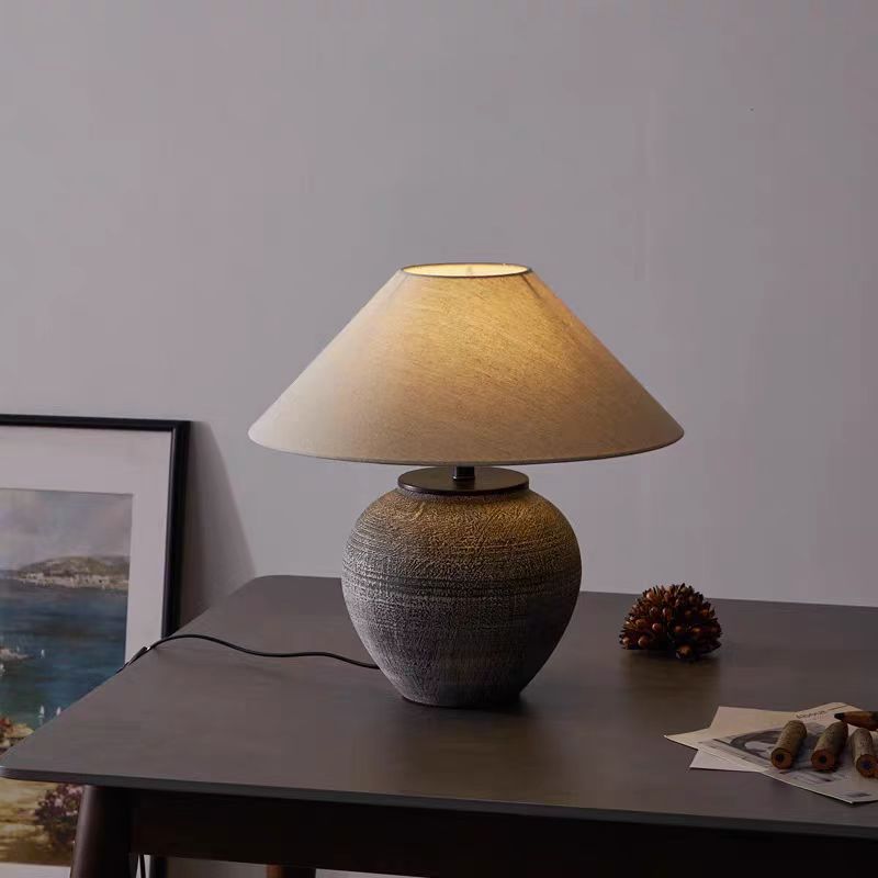 Ceramic Table Lamp with Sculptural Base and Fabric Shade – Modern Bedside or Desk Lamp for Elegant Home Décor 3