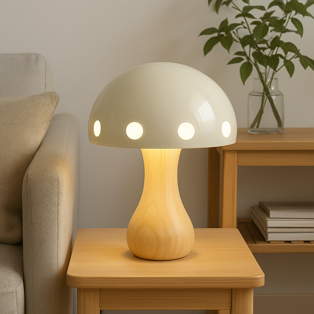Contemporary Mushroom Table Lamp with LED Bulb – Mid-Century Inspired Design for Bedroom or Office Use 2