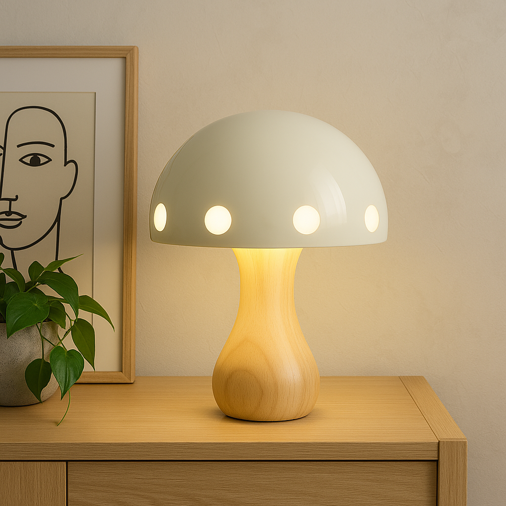 Contemporary Mushroom Table Lamp with LED Bulb – Mid-Century Inspired Design for Bedroom or Office Use 3