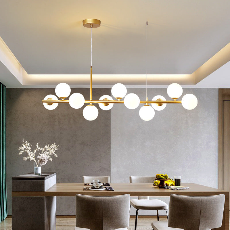 Luxurious Designer Chandelier Light for Dining Table – Elegant Iron and Glass Adjustable Height Fixture 1
