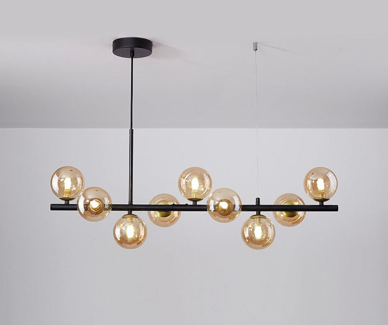 Luxurious Designer Chandelier Light for Dining Table – Elegant Iron and Glass Adjustable Height Fixture 15