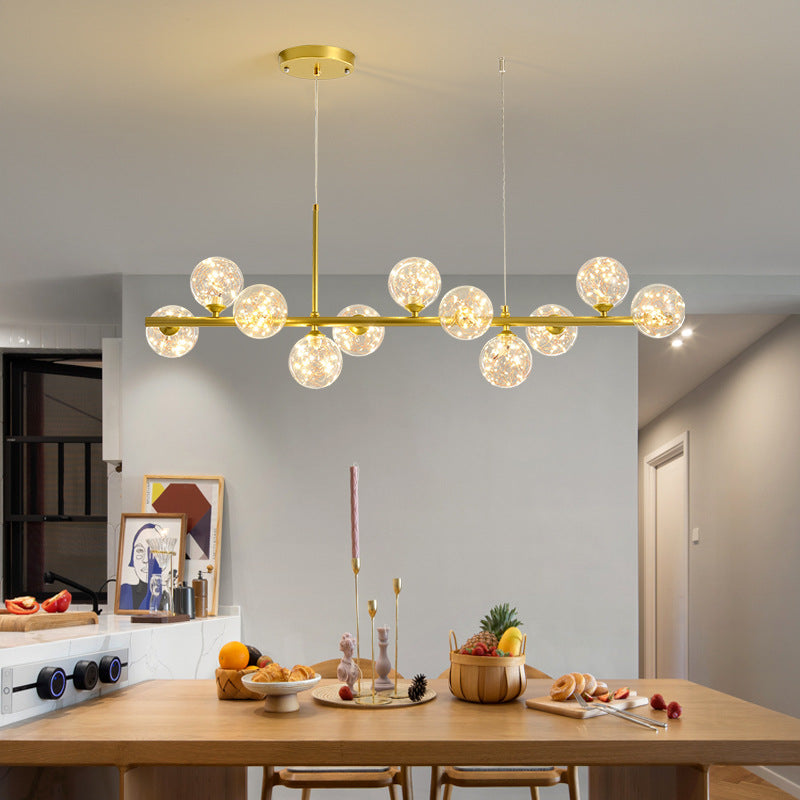 Luxurious Designer Chandelier Light for Dining Table – Elegant Iron and Glass Adjustable Height Fixture 2