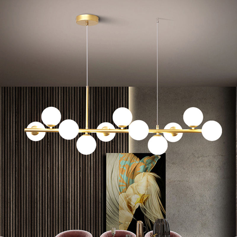 Luxurious Designer Chandelier Light for Dining Table – Elegant Iron and Glass Adjustable Height Fixture 4