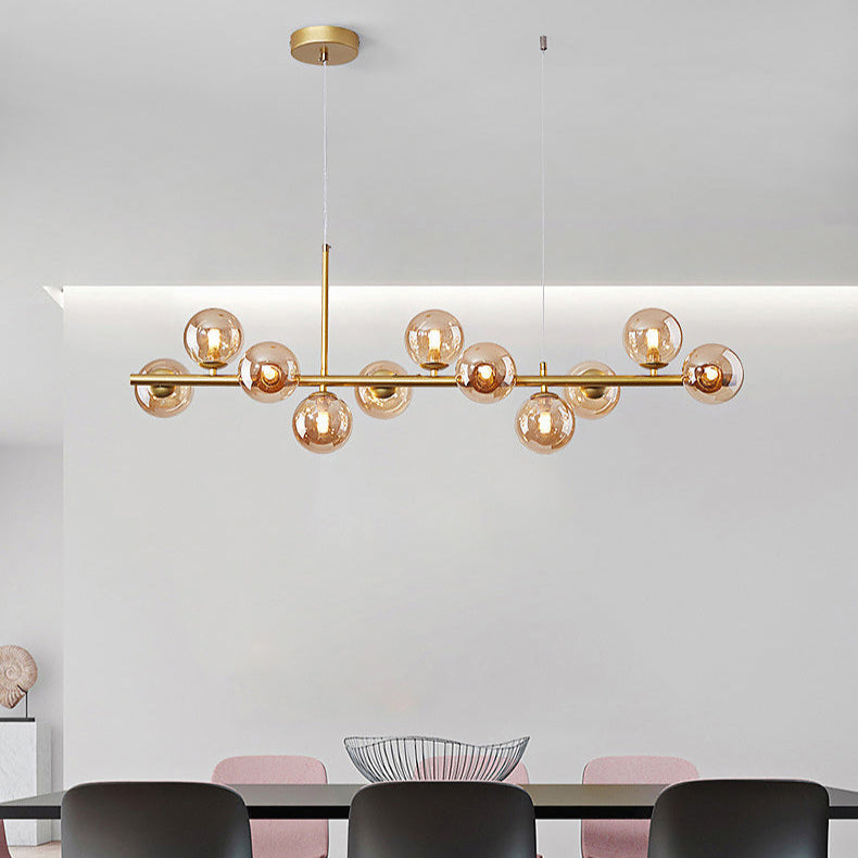 Luxurious Designer Chandelier Light for Dining Table – Elegant Iron and Glass Adjustable Height Fixture 7