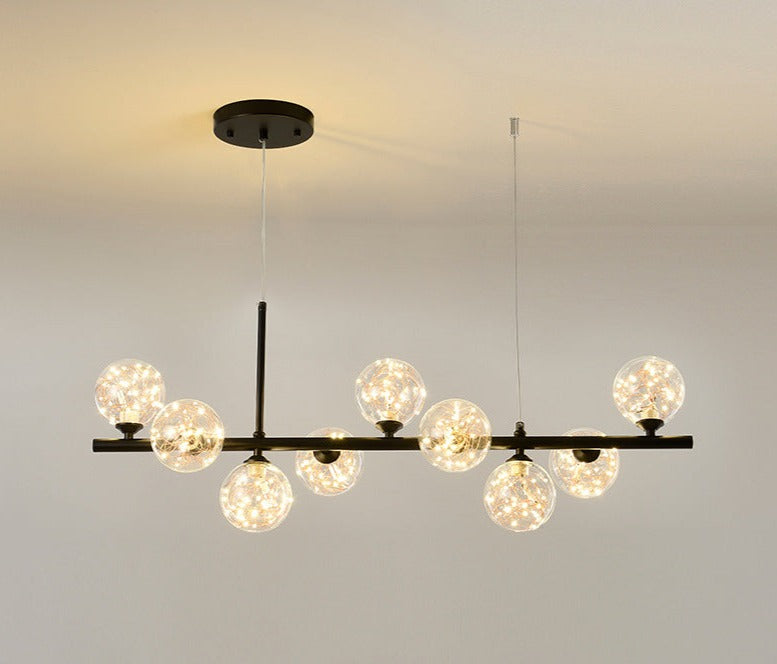 Luxurious Designer Chandelier Light for Dining Table – Elegant Iron and Glass Adjustable Height Fixture 8