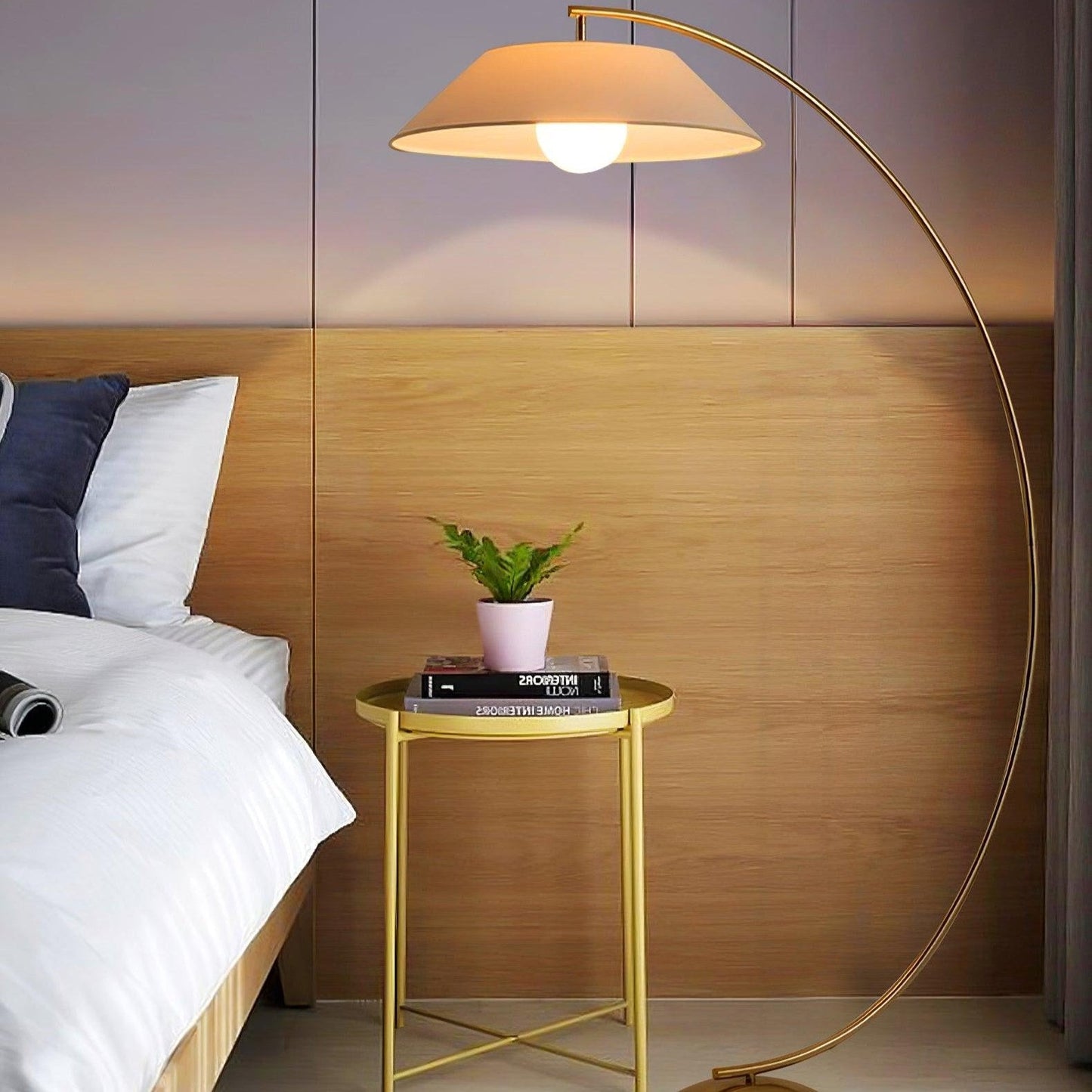 Modern Arc Floor Lamp with Fabric Shade – Black Standing Lamp for Living Room and Bedroom Lighting 2