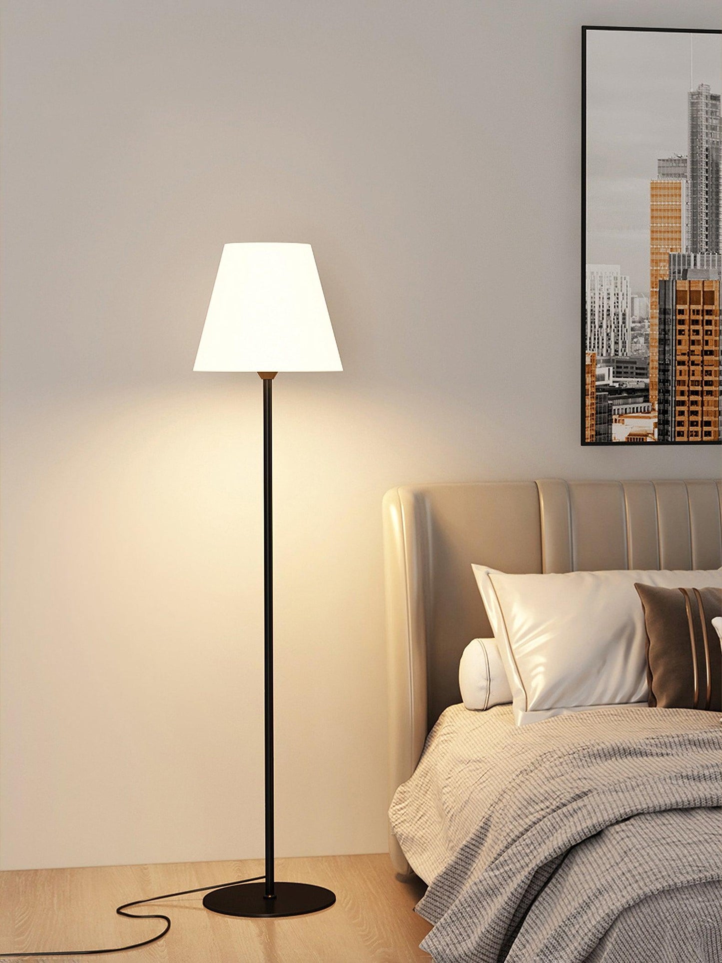 Modern Black Floor Lamp – Stylish Standing Lamp for Living Room, Metal and Acrylic Design, Compatible with LED Bulbs 5
