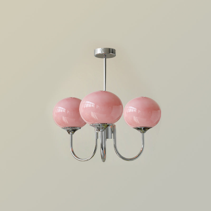 Modern Chandelier Light Fixture with Pink Glass Shades and Golden Finish – Stylish Hanging Light for Home Decor 10