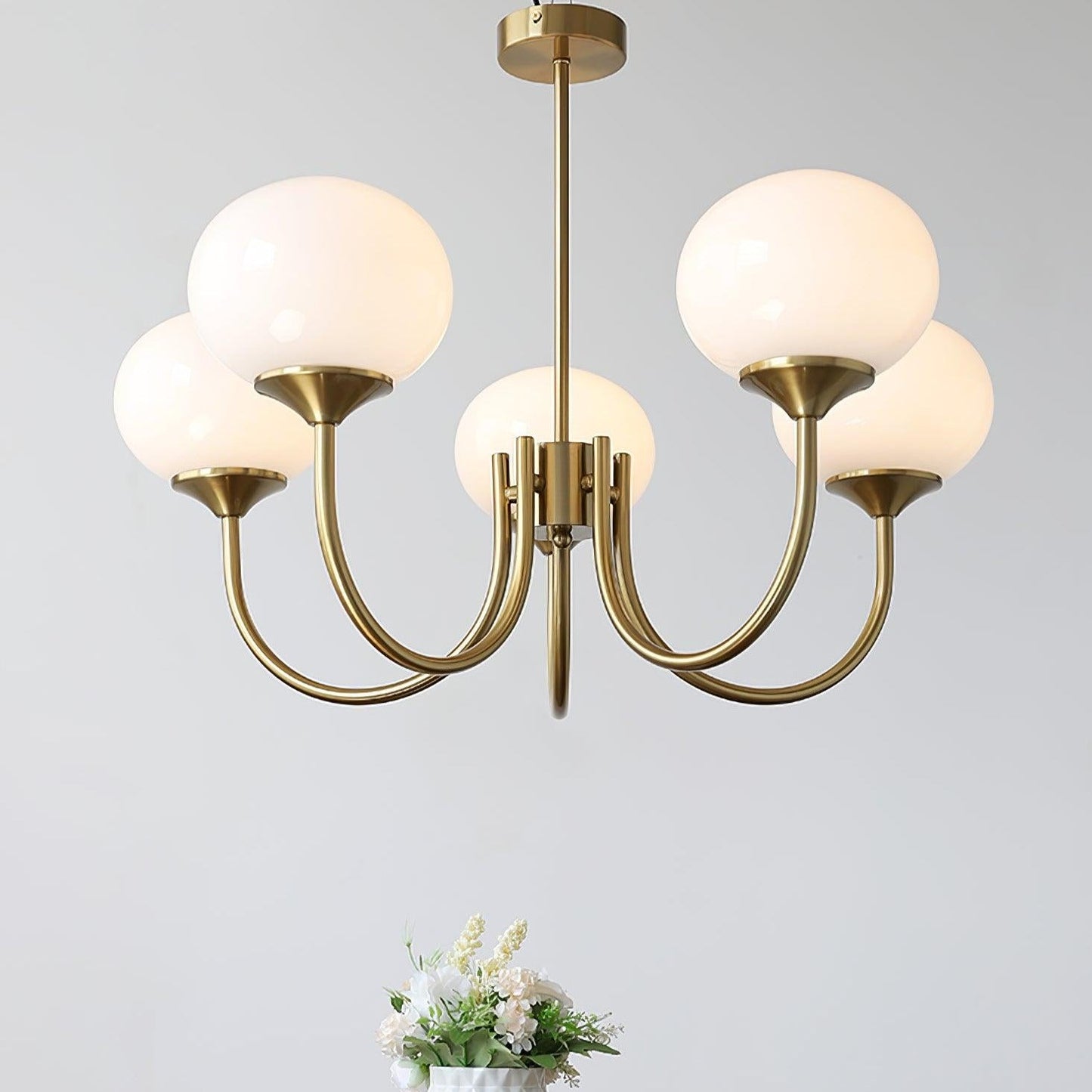Modern Chandelier Light Fixture with Pink Glass Shades and Golden Finish – Stylish Hanging Light for Home Decor 3
