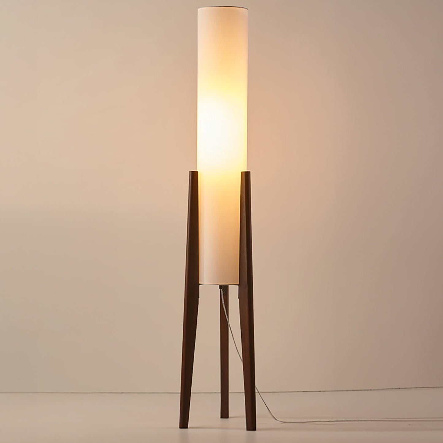 Modern Walnut Floor Lamp with Fabric Shade – Stylish Standing Lamp for Home Decor, LED E27, 12W, 126.8cm Height 1