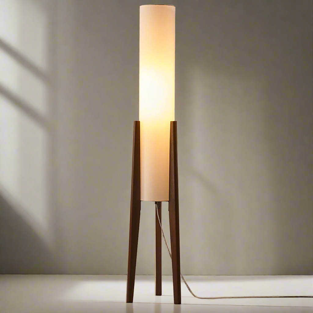 Modern Walnut Floor Lamp with Fabric Shade – Stylish Standing Lamp for Home Decor, LED E27, 12W, 126.8cm Height 4