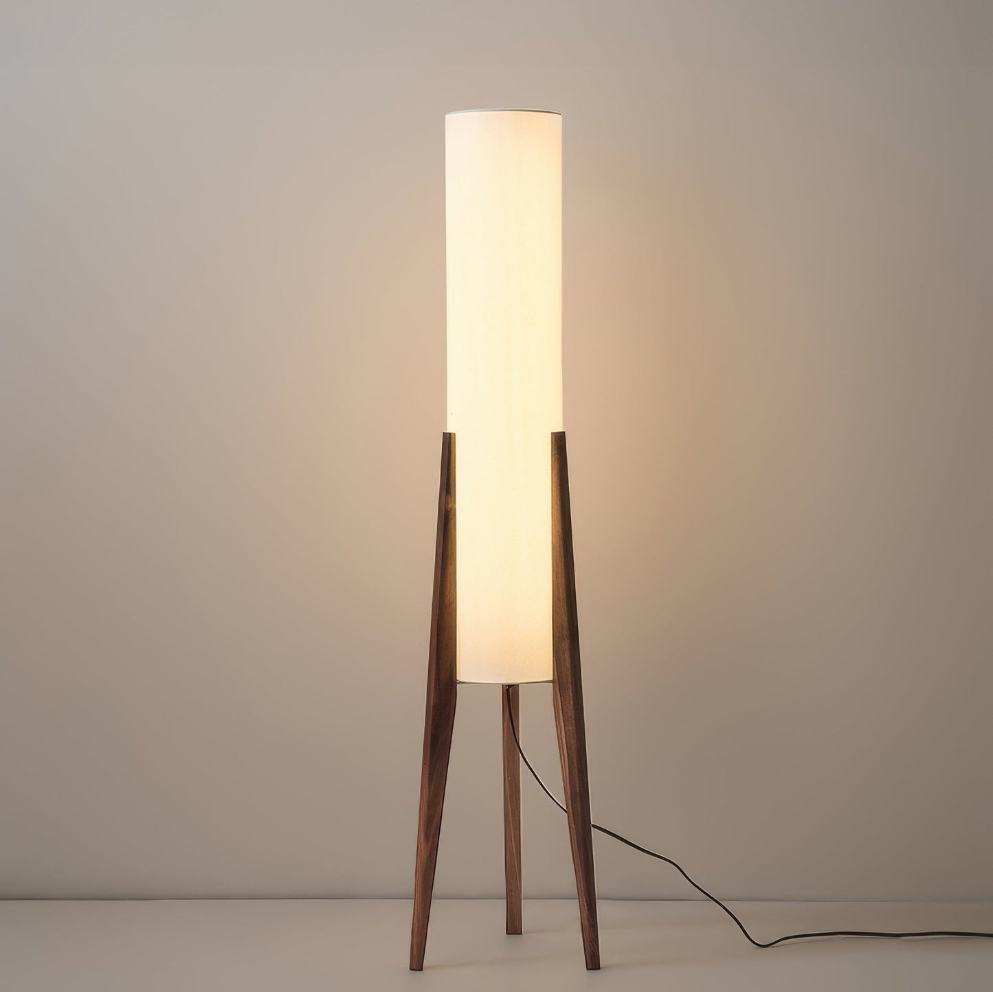 Modern Walnut Floor Lamp with Fabric Shade – Stylish Standing Lamp for Home Decor, LED E27, 12W, 126.8cm Height 5
