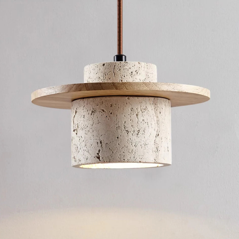 Natural Stone Pendant Light with Wood Accents – Minimalist Kitchen Pendant Lighting for Modern Interiors 2