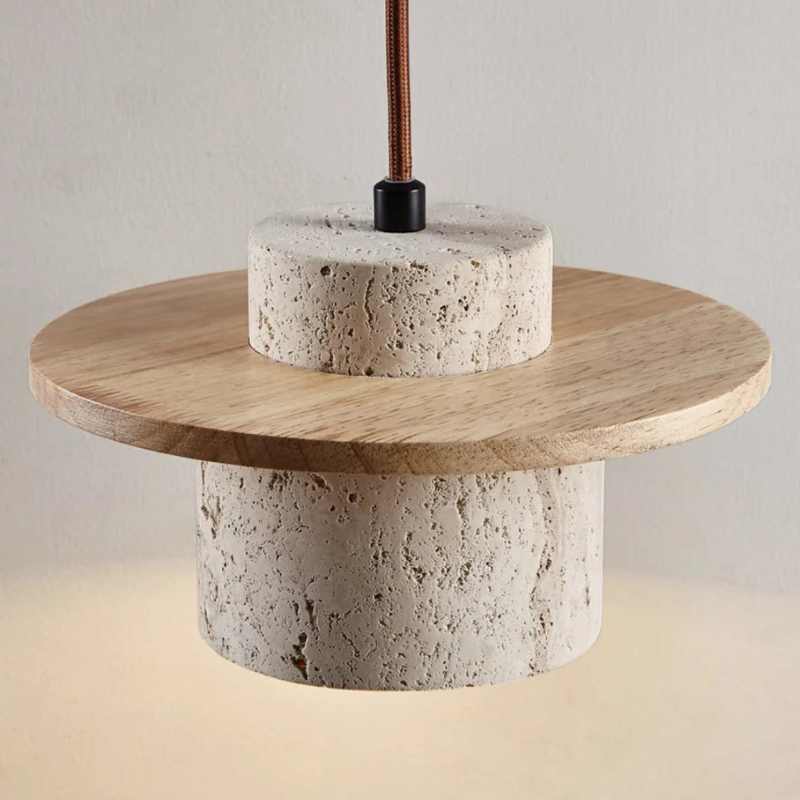 Natural Stone Pendant Light with Wood Accents – Minimalist Kitchen Pendant Lighting for Modern Interiors 3