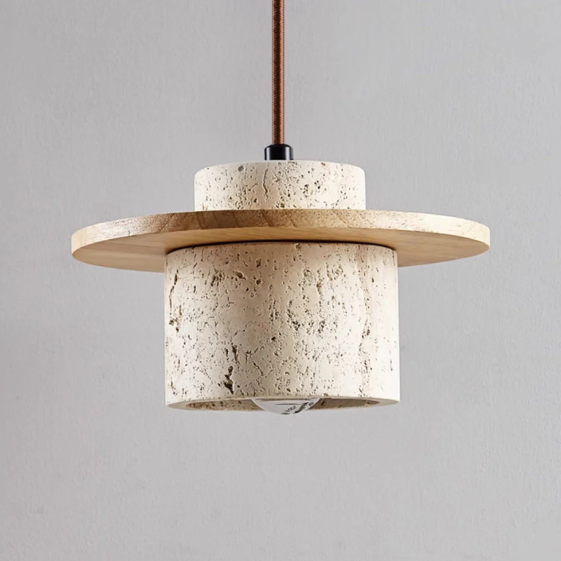 Natural Stone Pendant Light with Wood Accents – Minimalist Kitchen Pendant Lighting for Modern Interiors 4