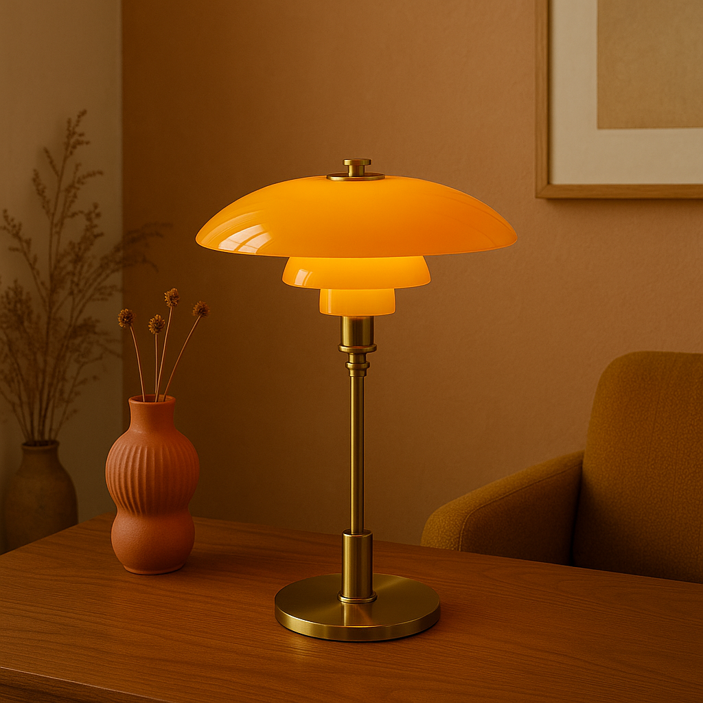 Scandinavian Minimalist Table Lamp with LED Light – Iron and Glass Design for Bedside or Desk Use 2