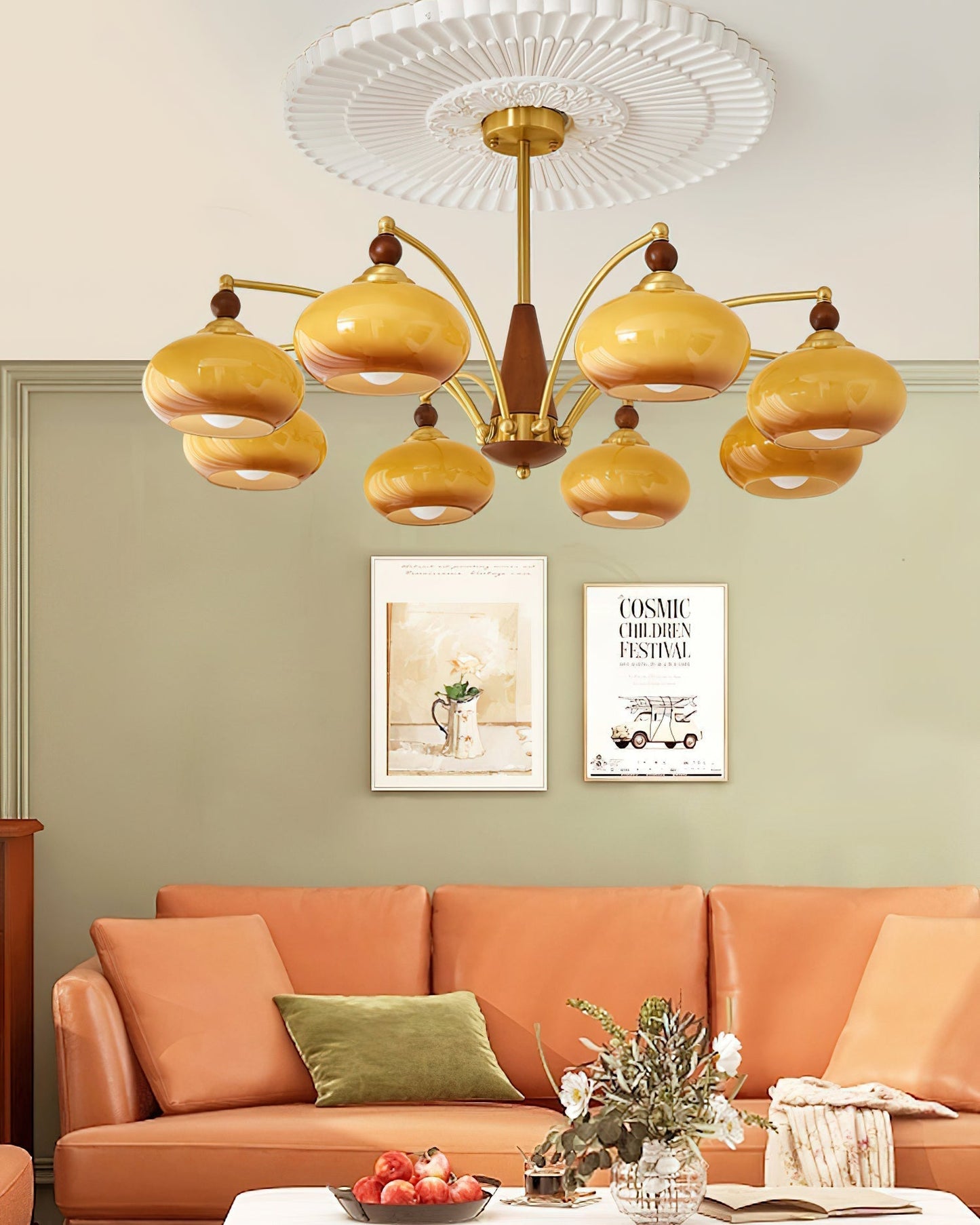 Victorian-Inspired Retro Chandelier Light with Warm White Illumination – 3, 5, or 8 Heads, Premium Wood and Brass Design 4