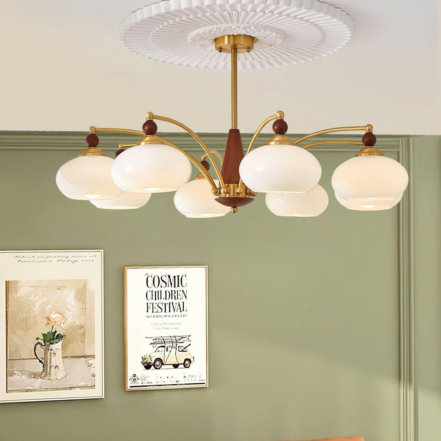 Victorian-Inspired Retro Chandelier Light with Warm White Illumination – 3, 5, or 8 Heads, Premium Wood and Brass Design 5