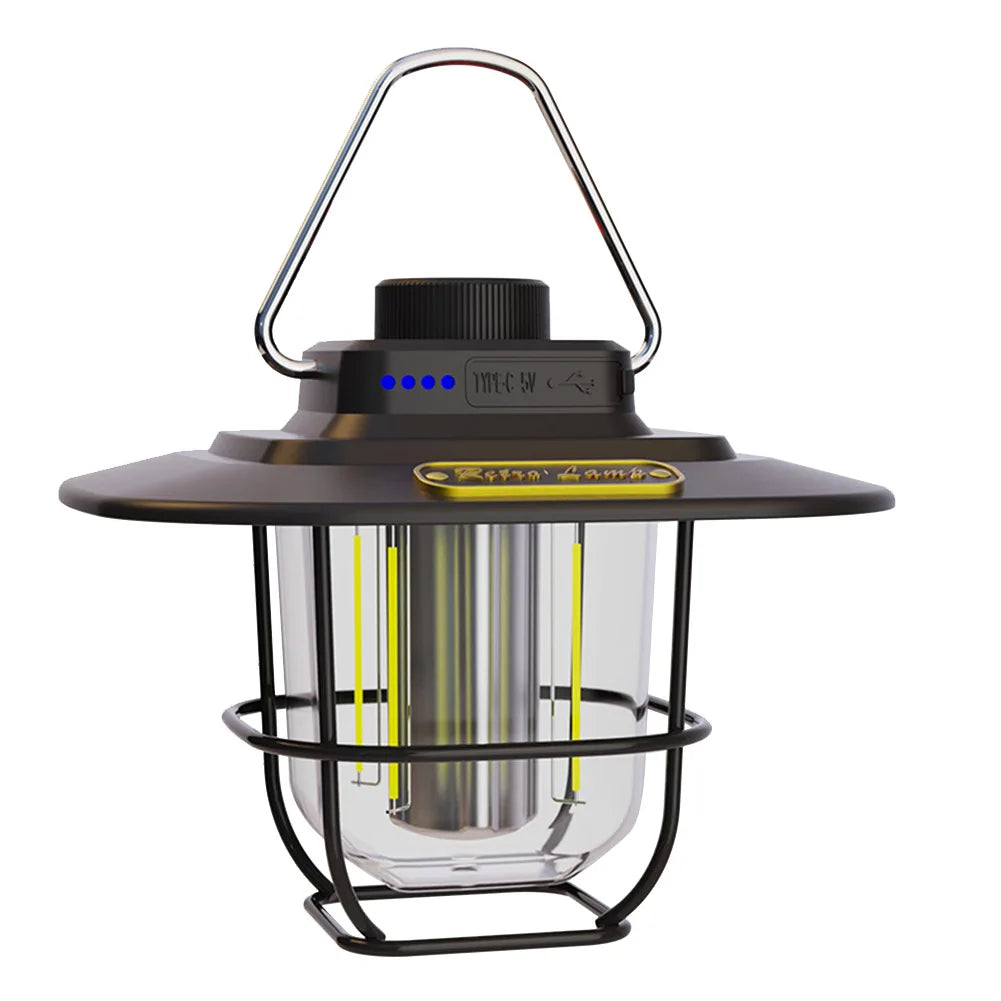 Vintage Camping Lantern - Rechargeable LED Camping Lights with Warm Ambient Glow, Weather-Resistant, Portable Outdoor Lighting 1