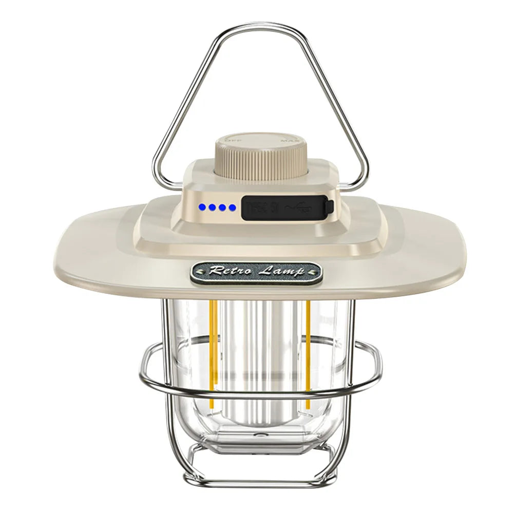 Vintage Camping Lantern - Rechargeable LED Camping Lights with Warm Ambient Glow, Weather-Resistant, Portable Outdoor Lighting 2