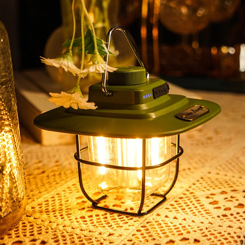 Vintage Camping Lantern - Rechargeable LED Camping Lights with Warm Ambient Glow, Weather-Resistant, Portable Outdoor Lighting 6