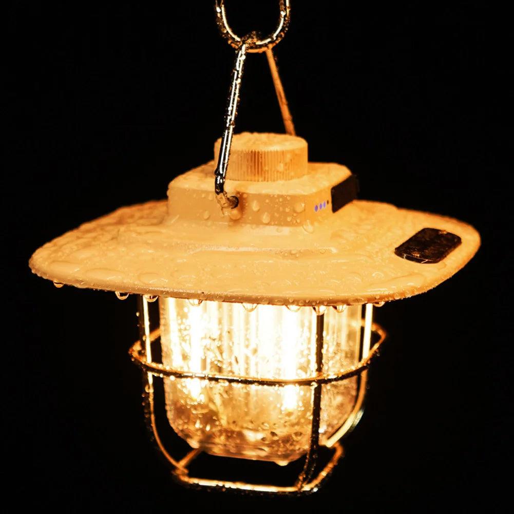 Vintage Camping Lantern - Rechargeable LED Camping Lights with Warm Ambient Glow, Weather-Resistant, Portable Outdoor Lighting 8