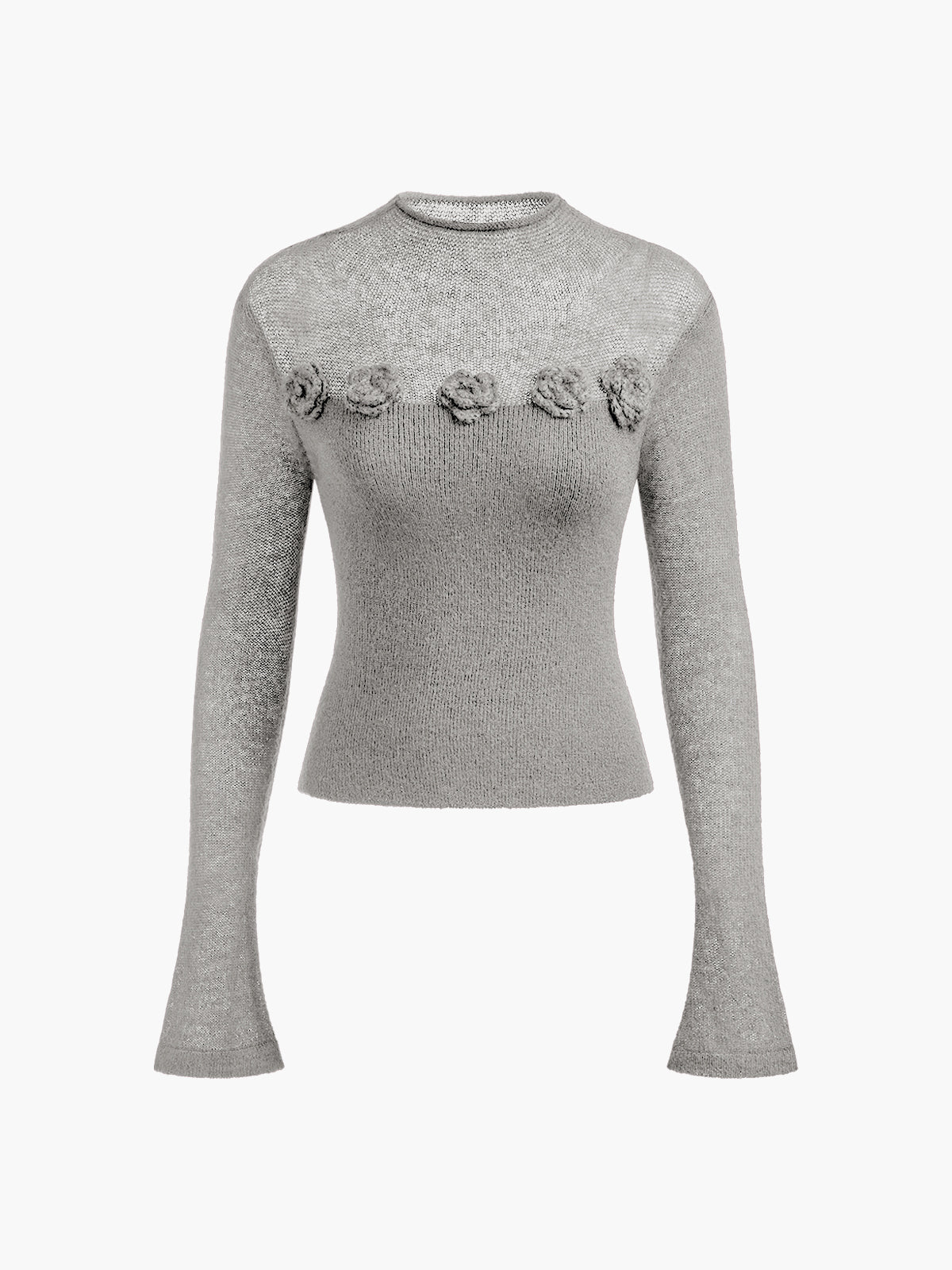 Women's Knit Top Gray Size M Wool Blend 9