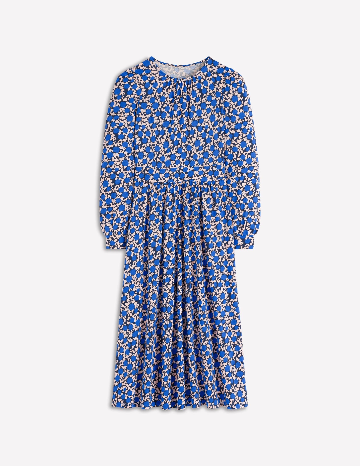 Women's Midi Dress Kingfisher Blue Size M Jersey Floral Print 6