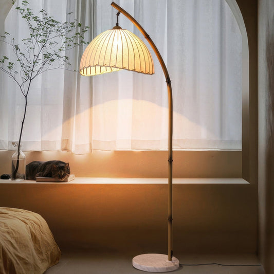 Adjustable Bamboo Floor Lamp with LED Light, Customizable Height for Serene Illumination – 150cm Standing Lamp 0