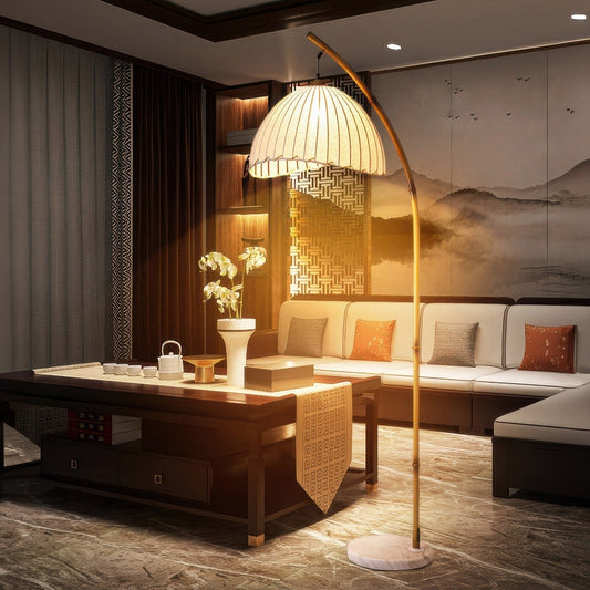 Adjustable Bamboo Floor Lamp with LED Light, Customizable Height for Serene Illumination – 150cm Standing Lamp 1