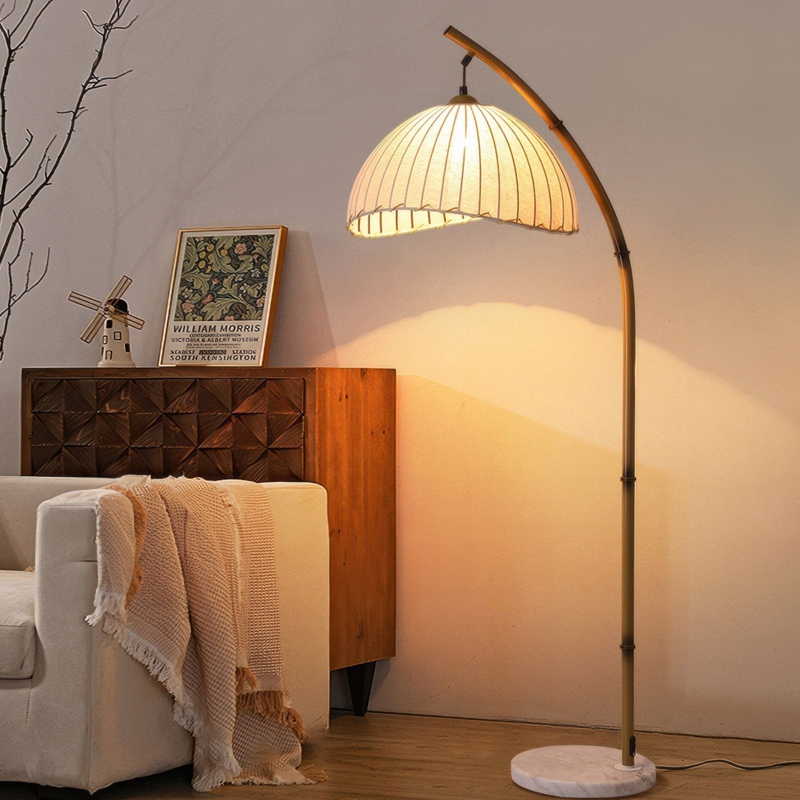 Adjustable Bamboo Floor Lamp with LED Light, Customizable Height for Serene Illumination – 150cm Standing Lamp 5