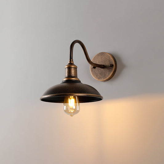 Antique Brass Outdoor Wall Lamp - Rustic Bowl-Shaped Exterior Wall Light for Patios and Gardens, IP65 Weatherproof 1