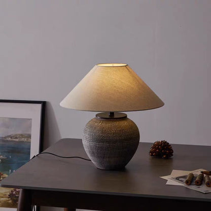 Ceramic Table Lamp with Sculptural Base and Fabric Shade – Modern Bedside or Desk Lamp for Elegant Home Décor 3