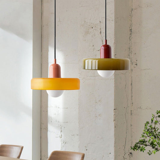 Colorful Glass Pendant Light – Adjustable Height Modern Hanging Light for Kitchen Island and Dining Room 0