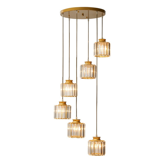 Crystal Vintage Staircase Chandelier Light - Adjustable Height Iron and Crystal Designer Chandelier for Elegant Home Décor 1