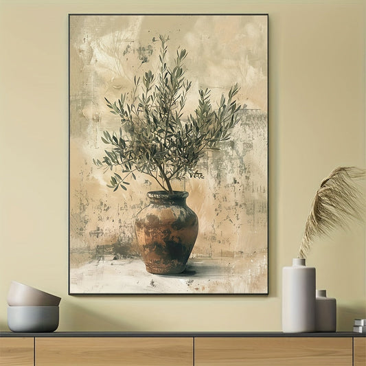 Elegant Olive Branch Canvas Wall Art – Minimalist Nature Canvas Prints for Home and Office Decor 0