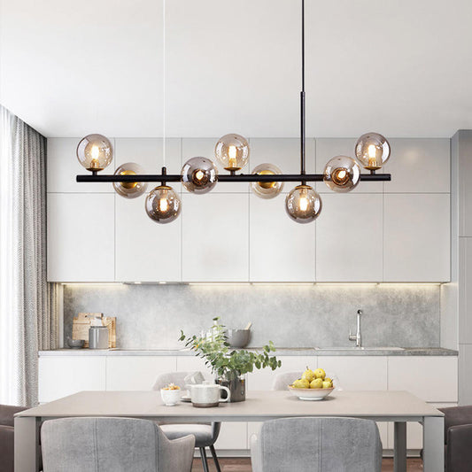 Luxurious Designer Chandelier Light for Dining Table – Elegant Iron and Glass Adjustable Height Fixture 0