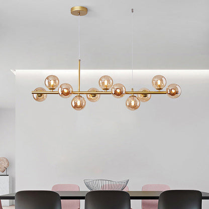 Luxurious Designer Chandelier Light for Dining Table – Elegant Iron and Glass Adjustable Height Fixture 7