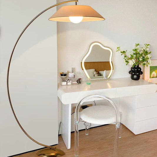 Modern Arc Floor Lamp with Fabric Shade – Black Standing Lamp for Living Room and Bedroom Lighting 0