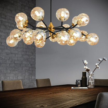 Modern Blown Glass Chandelier Light – Nordic Flush Mount LED Hanging Fixture for Living Room and Dining Room 1