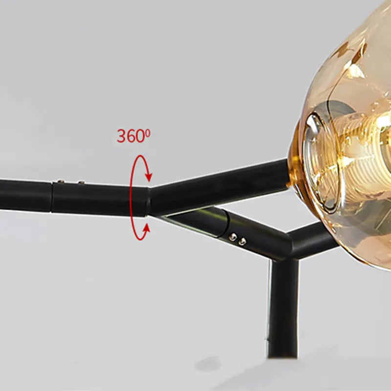 Modern Blown Glass Chandelier Light – Nordic Flush Mount LED Hanging Fixture for Living Room and Dining Room 6