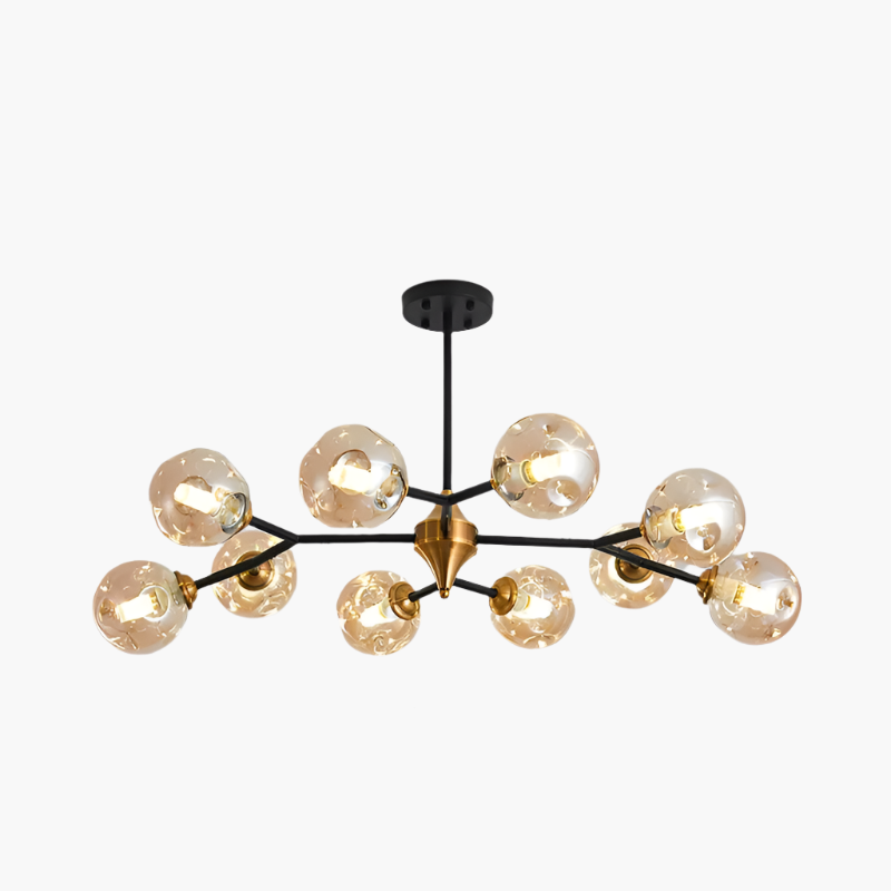 Modern Blown Glass Chandelier Light – Nordic Flush Mount LED Hanging Fixture for Living Room and Dining Room 9