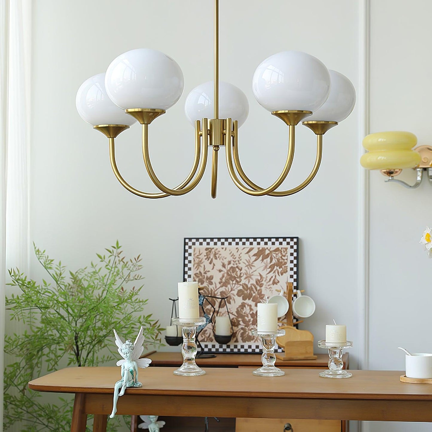 Modern Chandelier Light Fixture with Pink Glass Shades and Golden Finish – Stylish Hanging Light for Home Decor 8