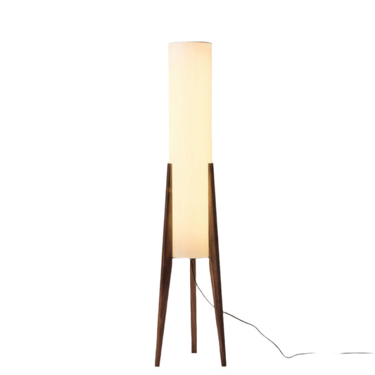Modern Walnut Floor Lamp with Fabric Shade – Stylish Standing Lamp for Home Decor, LED E27, 12W, 126.8cm Height 0