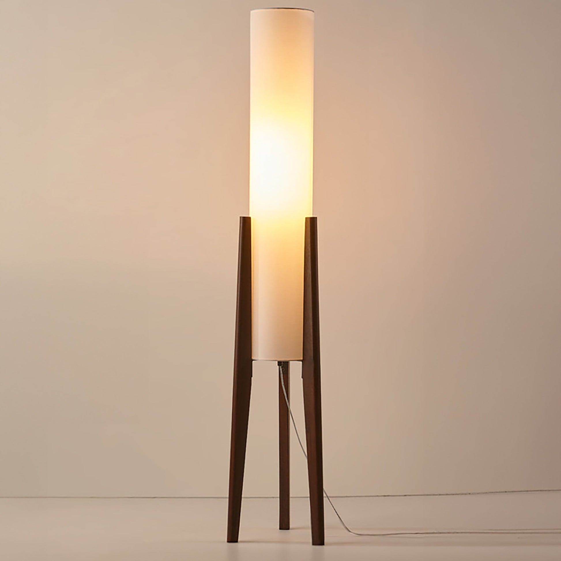 Modern Walnut Floor Lamp with Fabric Shade – Stylish Standing Lamp for Home Decor, LED E27, 12W, 126.8cm Height 1
