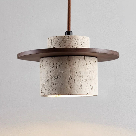 Natural Stone Pendant Light with Wood Accents – Minimalist Kitchen Pendant Lighting for Modern Interiors 0